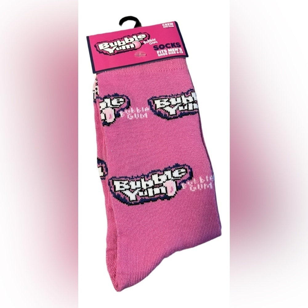 Bubble Yum Bubble Gum Pink Men’s Crew Socks 6-12